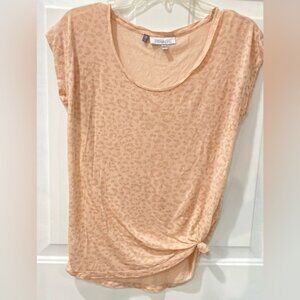 Jennifer Lopez Peach Leopard Print Short Sleeve Tee